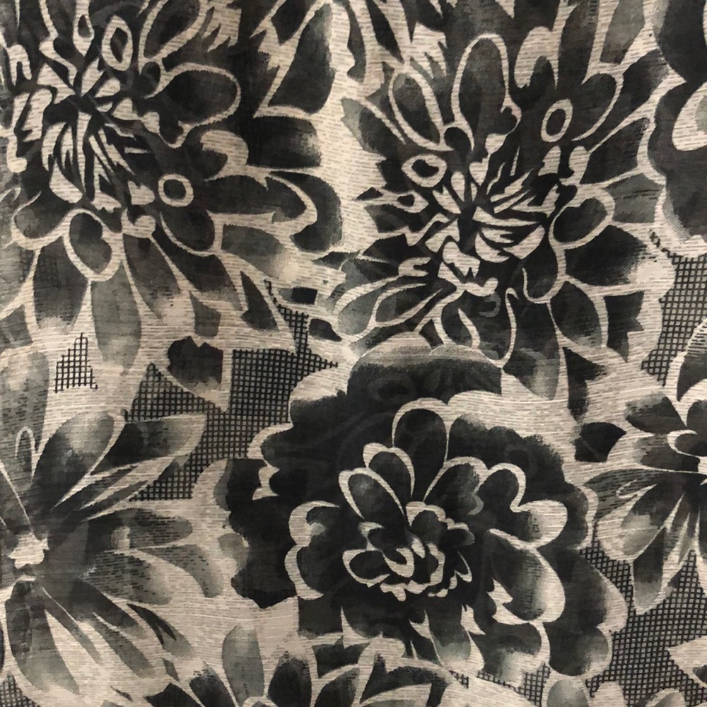 Black and gray floral infinity scarf 13x54